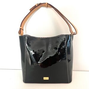 France’s Valentine Black June Patent Leather Shoulder Bag